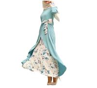 Generisch Vestido musulmán de manga larga para mujer, suéter Abaya, ropa de oración con diseño elegante, tela de alta calidad, ideal para devociones diarias ocasiones especiales, azul, S