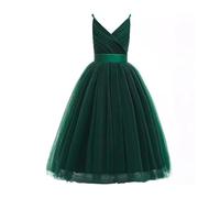 Generisch Vestido negro niña moda infantil malla encaje strap vestido hinchado vestido de cumpleaños, verde, 12-14 años