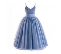 Generisch Vestido negro niña moda infantil malla encaje strap vestido hinchado vestido de cumpleaños, marine, 10-12 años