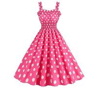 Generisch Vestido Rockabilly para mujer, estilo años 50, 60, vintage, vestido de cóctel, enagua roja, con lunares blancos, disfraz festivo para invitados de boda