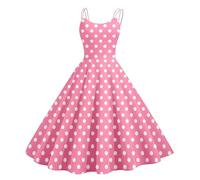 Generisch Vestido Rockabilly para mujer, estilo años 50, 60, vintage, vestido de cóctel, enagua roja, con lunares blancos, disfraz festivo para invitados de boda