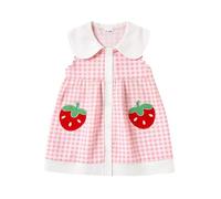 Generisch Vestido sin mangas con estampado de cuadros bordados de fresa para niñas pequeñas Vestidos de baile en estilo, Rosa., 2-3 años