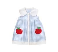 Generisch Vestido sin mangas de cuadros para niños pequeños vestido de baile con cuello de fresa verano cómodo, azul, 4-5 años