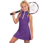 Generisch Vestido sin mangas para niñas con cuello de cremallera, ideal para jóvenes y deportivas, Color morado oscuro., 10-11 años