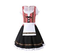 Generisch Vestido tirolesa infantil de 3 piezas, color rosa, con mangas abullonadas, delantal azul para niñas, Oktoberfest, Kirchweih, boda, viaje de domingo, Negro , 4-6 años