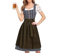 Generisch Vestido tradicional tirolés midi para mujer, festivo, retro, elegante, incluye falda tradicional tirolesa, delantal tirolesa, tallas grandes, Oktoberfest, atuendo con encaje para fiesta