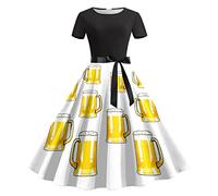 Generisch Vestido tradicional tirolés para mujer, estilo vintage, elegante, incluye delantal tiroleso, juego completo para Oktoberfest, amarillo, M