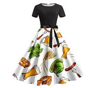 Generisch Vestido tradicional tirolés para mujer, estilo vintage, elegante, incluye delantal tiroleso, juego completo para Oktoberfest, Blanco, S