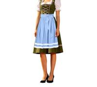 Generisch Vestido tradicional tirolés para mujer, falda tradicional mediana, delantal tirolesa, elegante falda midi con delantal para fiestas de cerveza otros eventos temáticos, azul, XXL
