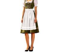 Generisch Vestido tradicional tirolés para mujer, falda tradicional mediana, delantal tirolesa, elegante falda midi con delantal para fiestas de cerveza otros eventos temáticos, beige, L
