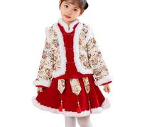 Generisch Vestidos De Bebé Niño Año Nuevo Chino Forro Polar Cálido Princesa Tang Con Bolsillo Actuación, rojo, 3-4 años