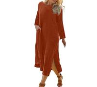 Generisch Vestidos de noche para mujer, vestido de manga larga con abertura lateral, dobladillo fluido, elegante vestido largo informal para el tiempo libre, vestidos de día a día, vestidos de mujer