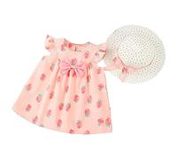 Generisch Vestidos de princesa para niñas pequeñas niñas manga volar estampado fresa vestido princesa vestido fiesta de baile vestidos ropa, Rosa., 18-24 meses