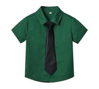 Generisch Vestidos de un solo pecho de manga corta chaqueta de punto para niños niñas corbata color caramelo camisa deportiva niños, verde, 11-12 años