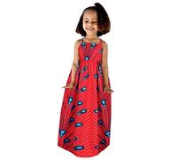 Generisch Vestidos Estilo Sin Mangas Dashiki 16Y Africano Niño Correa Tradicional Ankara Niñas Vestido de Bebé Princesa Trajes De Espalda Vestidos De Niñas Más Largo, rojo, 2-3 años