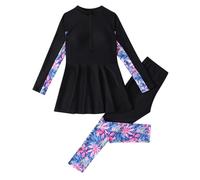 Generisch Vestidos musulmanes Niños Niños Traje de baño de dos piezas para niñas: manga larga rashguard y bañador,cobertura completa,Traje de baño musulmán adolescente juvenil