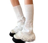 Generisch Volantes de encaje multicapa sobre las medias de la rodilla Lolita Lindos calentadores de piernas estéticos Zapatos de moda, Blanco, Talla única