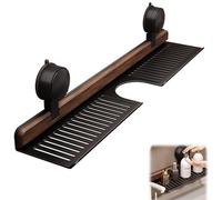 Generisch Walnut Suction Cup Bathroom Shelf, 2025 New Faucet Organizer Rack for Bathroom, Wall Mounted Sink Shelf Over Faucet, Removable Shower Suction Shelfs for Kitchen (negro, 40 cm)
