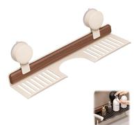 Generisch Walnut Suction Cup Bathroom Shelf, 2025 New Faucet Organizer Rack for Bathroom, Wall Mounted Sink Shelf Over Faucet, Removable Shower Suction Shelfs for Kitchen (White, 50cm)
