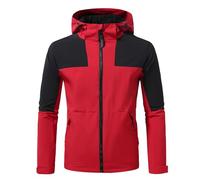 Generisch Wanderjacke Herren Winter Herren Herbst und Winter Kapuzen Hardshell Freizeitjacke Elegante Herren Übergangsjacke (Red, S)