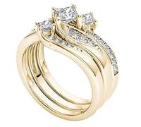 Generisch Waschbecken Ringe Silber Gold Promise Ringe zartes Design Knoten Set Ring Licht Luxus High Grade Ring Ringe Antik, 5, Metal, Sin piedras preciosas