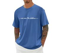 Generisch We Are the Children Brief Druck Tshirt Herren Schwarz Kurzarm shirt T-Shirts Oversized Funktionsshirt Muskelshirts Sommershirt Arbeitshirt Fitness Outfit Sportshirt Trachtenshirt, Blau9., S