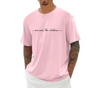 Generisch We Are the Children Brief Druck Tshirt Herren Schwarz Kurzarm shirt T-Shirts Oversized Funktionsshirt Muskelshirts Sommershirt Arbeitshirt Fitness Outfit Sportshirt Trachtenshirt, Rosa