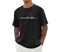 Generisch We Are the Children Brief Druck Tshirt Herren Schwarz Kurzarm shirt T-Shirts Oversized Funktionsshirt Muskelshirts Sommershirt Arbeitshirt Fitness Outfit Sportshirt Trachtenshirt, Negro9., S