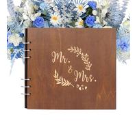 Generisch Wedding Guest Book, Spiral Binding Registry Album, Wood Cover Design for Use, Natural Wooden Material Craft, Personed Signature Keepsake, for Aniversaries Birthdays Bridal Shower