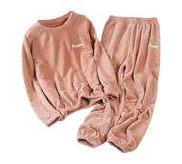 Generisch Weicher Winterflanellpyjama für gemütliche Fleece-Loungewear, zweiteiliges Outfit mit langärmeligem Oberteil Hose, Bequeme -Schlafbekleidung (Rose Gold, XXL)