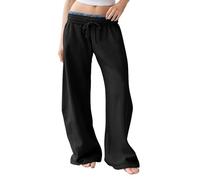 Generisch Weite Hose Damen Lang, Sporthose Damen Baumwolle Elastischer Taille Jogginghose Fitness Freizeithose Loose Fit Yogahose Einfarbig Trainingshose Übergrößen Damenhose Laufen Schlupfhose, negro