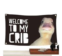 Generisch Welcome To My Crib Flag - Pancarta de poliéster de 3 x 5 pies 90 x 150 cm | Wall Room Pennant with Brass Grommets, Easy Hanging, Party Decor | Man Cave Tapestry College Housing, Outdoor