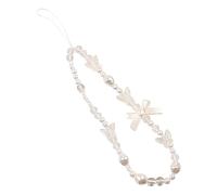 Generisch White Mobile Phone Lanyard Phone Chain Black Bow Beaded Phone Lanyard Wrist Strap Anti Lost Phone Charm Strap Fashion Phone Case Keychain Cell Phone Pendant Vikinger Halskette Herren