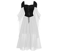Generisch Wikingerhemden Für Frauen Im Mittelalter Einfarbig, langes Kleid Baby-Tier-Kostüm-Cosplay (BK2, XL)