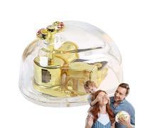Generisch Wind Up Music Box Acrylic Music Box, Heart Shaped Music Box, Musical Figurine Box, 8 x 7 x 3,8 cm, transparente Heartshaped Figurine Box for Home Decor and Special Occasions