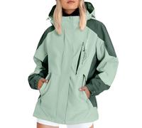 Generisch Windbreaker - Chaqueta impermeable para mujer, tallas grandes, chaqueta de entretiempo, cortavientos, chaqueta de senderismo, empalme, bloque de color, chaqueta para exteriores, chaqueta de