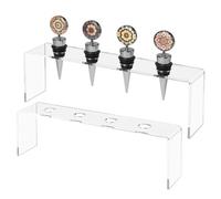 Generisch Wine Stopper Display, acrílico Shelf Rack, Clear Organizer Stand, Anti-Slip Base, Four Slot Tiered Holder, Kitchen Bookshelf Desk Home Use, 9.84x2.95x1.97 pulgadas Transparente Set of 2