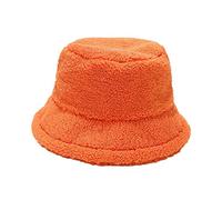 Generisch Winter Faux Cow Print Bucket Hats Damen Outdoor Warmer Sonnenhut weicher Samt Fisherman Cap Lady Panamá Female, naranja, talla única