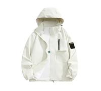 Generisch Winter Herren Jacken Warm Leichte Herrenjacke, winddicht, mit, für Wandern, Radfahren, Reisen, S 3XL Herren Winddicht (White, XL)
