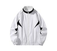 Generisch Wolf Schuhe Herren Herren Stehkragen Splicing Collision Color Frühling Sport- Freizeitjacke Regenjacken & -mäntel Für Herren (White, M)