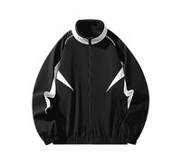 Generisch Wolf Schuhe Herren Herren Stehkragen Splicing Collision Color Frühling Sport- Freizeitjacke Regenjacken & -mäntel Für Herren (Black, M)