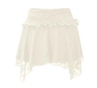 Generisch Women's Lace Mini Skirt Ruffled Skirt Low Waist Tiered Pleated Flowy Slip
