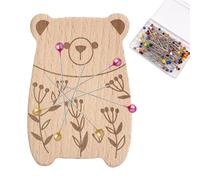 Generisch Wooden Needle Minder Set | Beech Wood & Magnet, 3.2in-3.4in Height | Cartoon Animal Magnetic Pin Cushion with 100 Sewing Needles | Sewing, Quilting Accessory