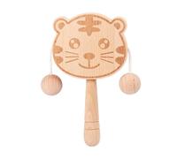 Generisch Wooden Rattle - Tiger Shape Wooden Shaker Toy, Double-Sided Easy Grip Sensory Rattle Drum, Interactive Early Learning Toy, Visual Tracking Infant Play Instrument for Crib Stroller Activity