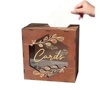 Generisch Wooden Wedding Box Acrylic Keepsake Case, 10.10 pulgadas Card Holder with Clear Window, Rustic Timber Storage, Vintage Gift Container with Lock Key, Ceremony Decor for Garden and Farm