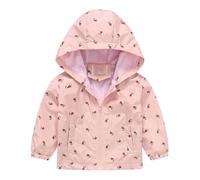 Generisch y niña primavera e invierno viento casual impresión ligera chaqueta con capucha chaqueta mochila niño niño, Rosa., 3-4 años