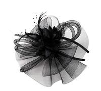 Generisch Y Pen Ribbons Malla Mujer Sombrero y Plumas Boda Tocado N Gorras de Béisbol Hombres Set (Negro, Talla Única)