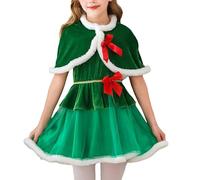Generisch Y Top Conjunto Niños Niñas Árbol de Navidad Bufanda Cosplay Vestido Bikini Con 98 Niñas (Verde, 5-6 Años)