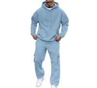 Generisch Y2K - Chándal para hombre, sudadera con capucha y pantalones de sudadera, traje de casa de gran tamaño, traje deportivo de un solo color, traje de adolescente, resistente al agua, a prueba