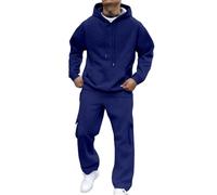 Generisch Y2K - Chándal para hombre, sudadera con capucha y pantalones de sudadera, traje de casa de gran tamaño, traje deportivo de un solo color, traje de adolescente, resistente al agua, a prueba